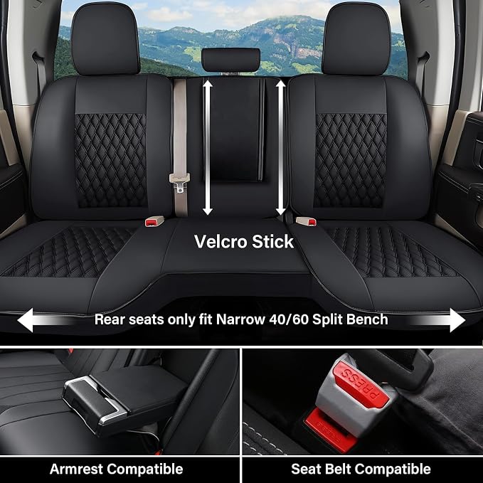 Faux Leather Seat Covers for Chevrolet Silverado / GMC Sierra — Full Set — Black