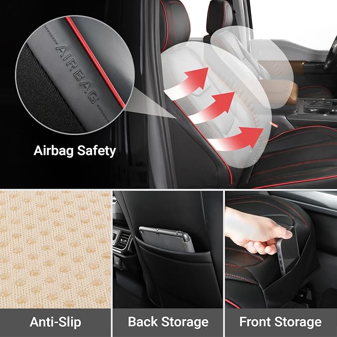 Seat Covers for Ford F-150 — Front Seat — Black / Red