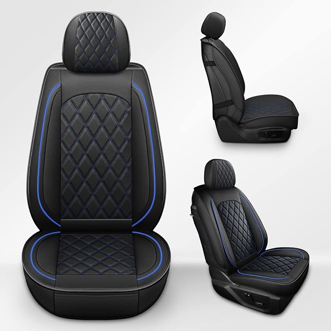 Universal Faux Leather Seat Covers — Full Set — Blue / Black