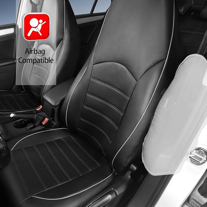 Universal Faux Leather Seat Covers — Front Seat — Gray
