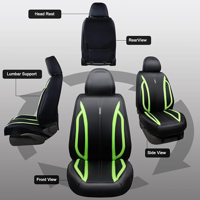 Universal Seat Covers — Full Set — Green / Black