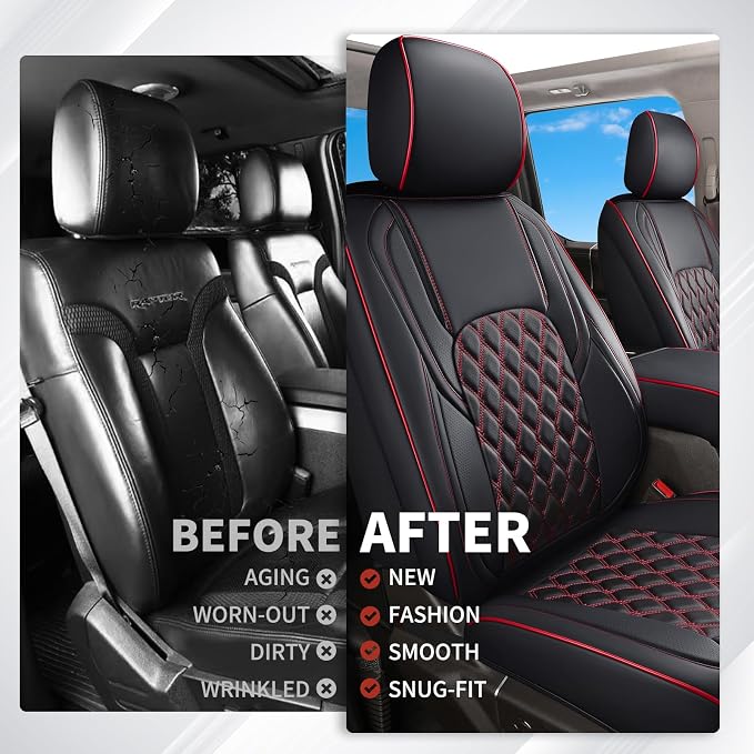 Seat Covers for Toyota Tacoma — Front Seat — Black / Red