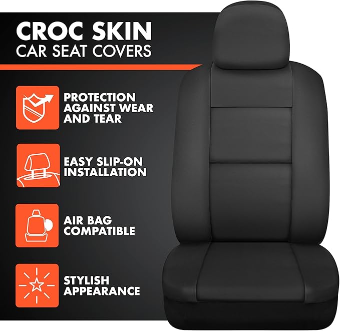 Faux Leather Car Seat Covers — Full Set — Black