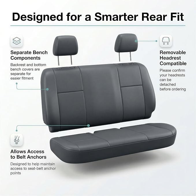 Universal Faux Leather Seat Covers — Full Set — Gray