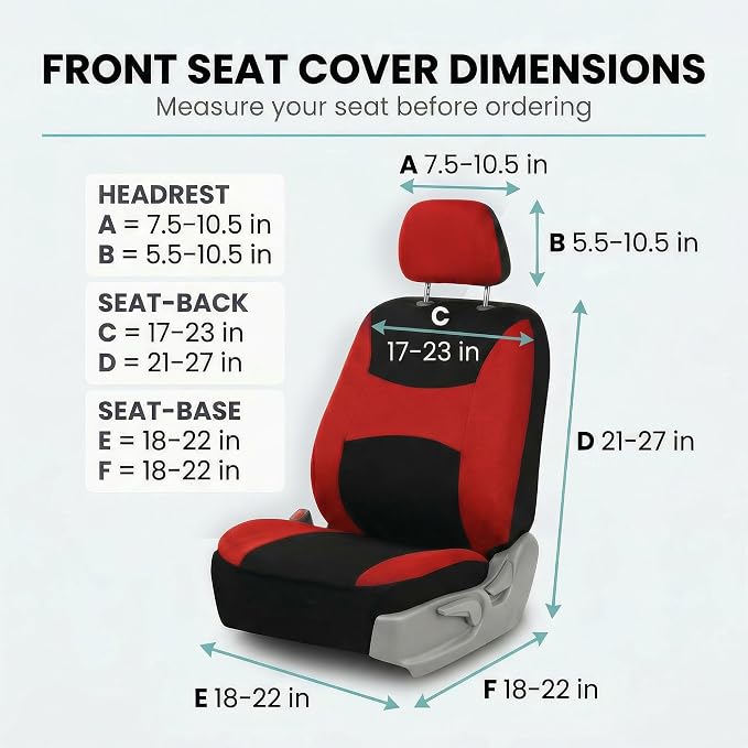 Universal Fabric Seat Covers — Front Seat — Red