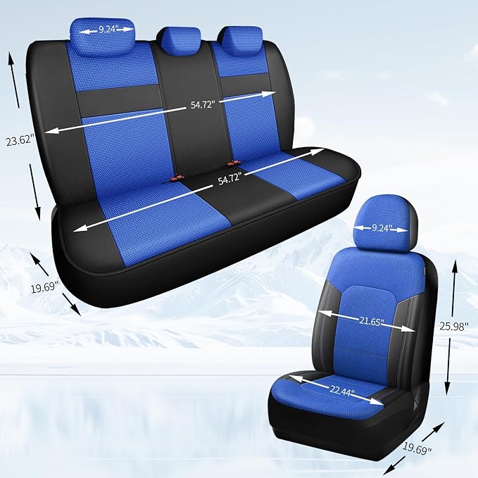 Universal Fabric Seat Covers — Front Seat — Black / Blue