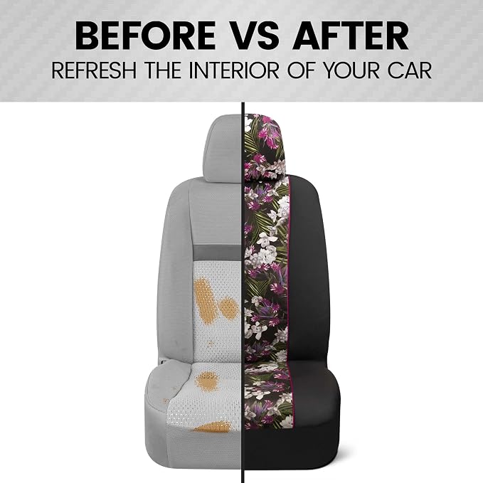Faux Leather Car Seat Covers — Front Seat — Pink