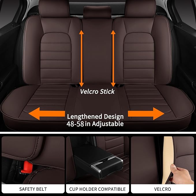 Universal Faux Leather Seat Covers — Full Set — Brown