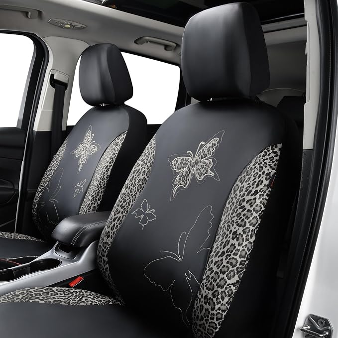 Universal Faux Leather Seat Covers — Full Set — Gray