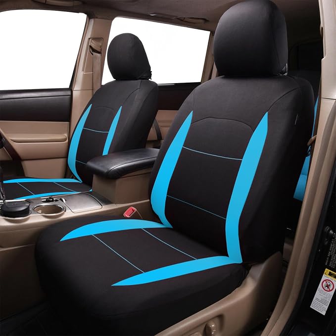 Fabric Car Seat Covers — Full Set — Black / Blue