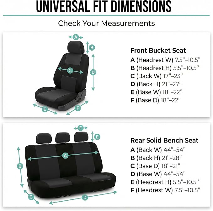 Universal Fabric Seat Covers — Front Seat — Black