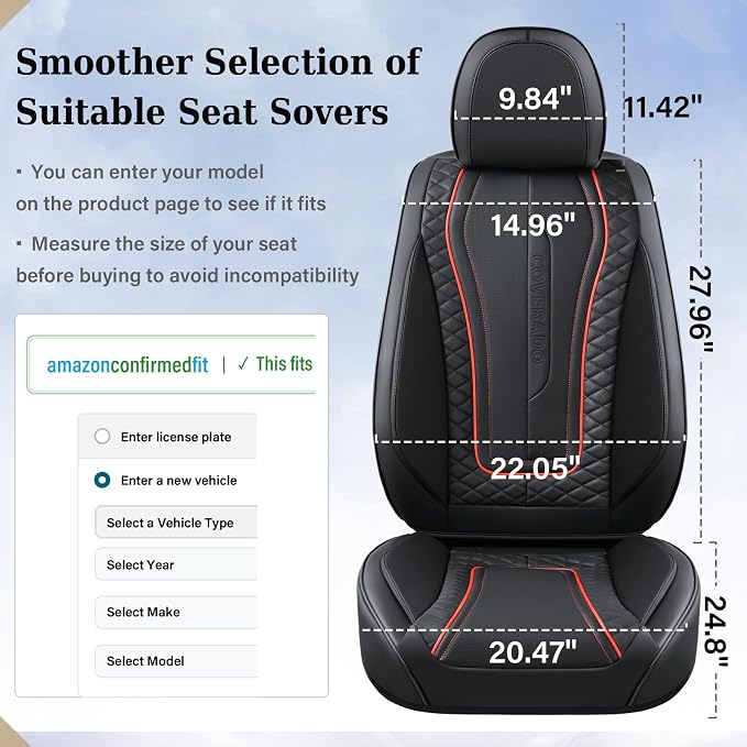 Universal Faux Leather Seat Covers — Full Set — Black