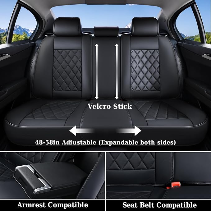 Universal Faux Leather Seat Covers — Full Set — Black