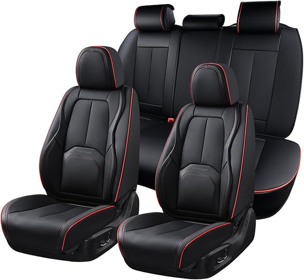 Universal Seat Covers — Full Set — Black / Red