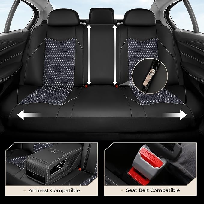 Universal Faux Leather Seat Covers — Full Set — Black