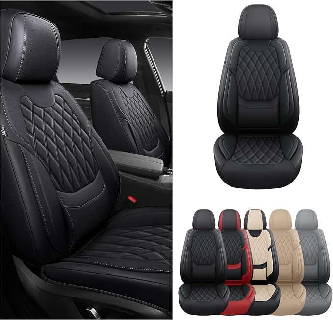 Universal Faux Leather Seat Covers — Full Set — Black