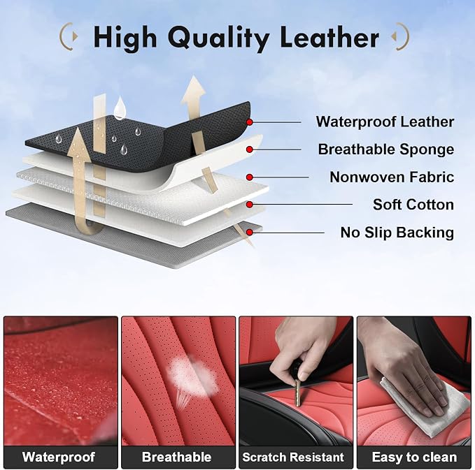 Universal Seat Covers — Full Set — Black / Red