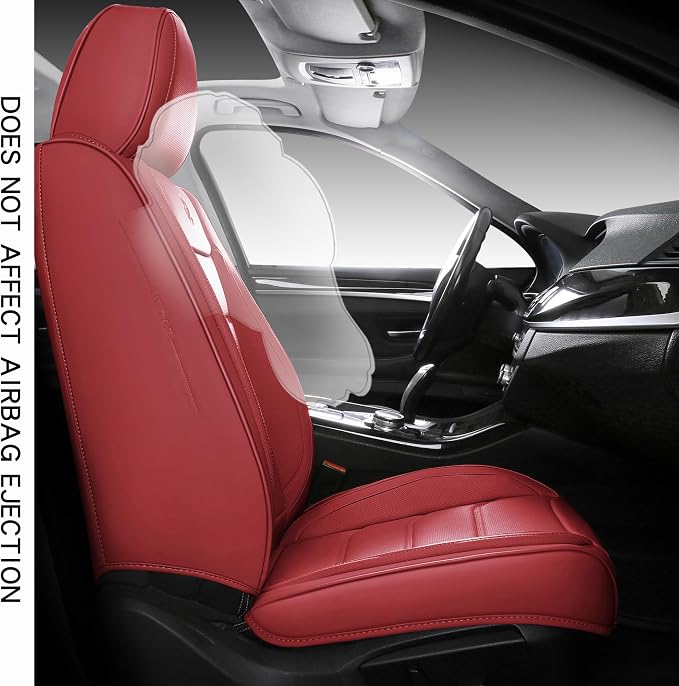 Faux Leather Car Seat Covers — Full Set — Red