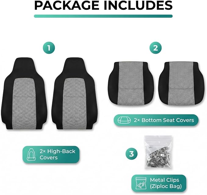 Universal Fabric Seat Covers — Front Seat — Gray