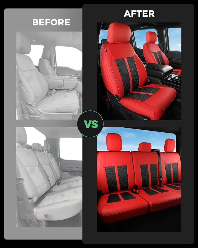 Seat Covers for Multiple Vehicles — Full Set — Red / Black