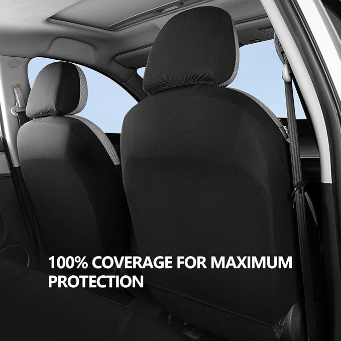 Universal Fabric Seat Covers — Front Seat — Black / Gray
