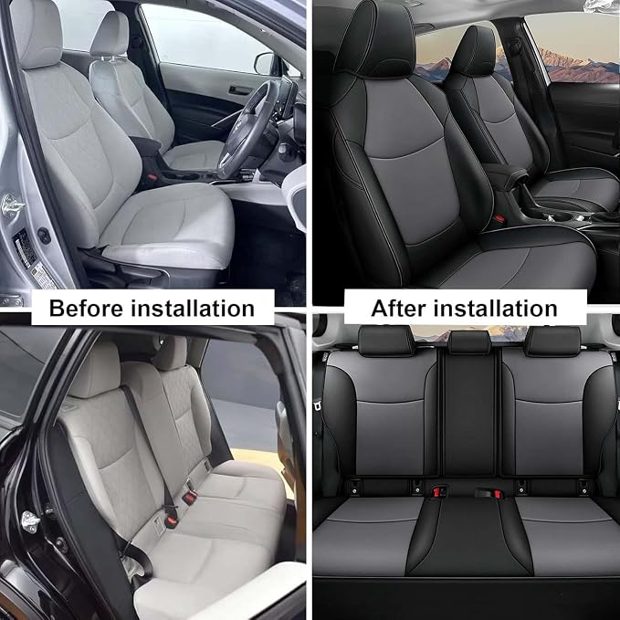 Faux Leather Seat Covers for Toyota Corolla Cross — Full Set — Black / Gray