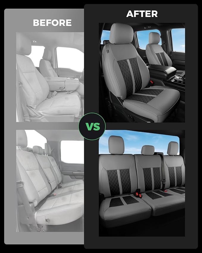 Seat Covers for Multiple Vehicles — Full Set — Gray / Black