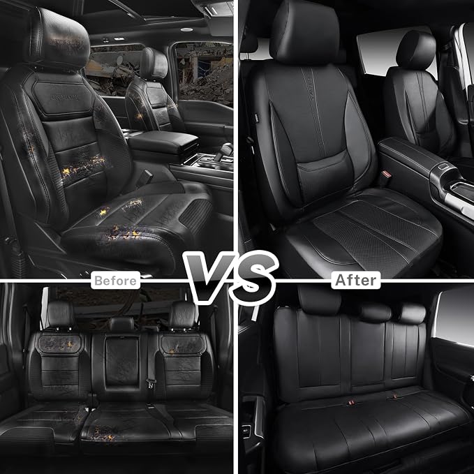 Universal Faux Leather Seat Covers — Full Set — Black