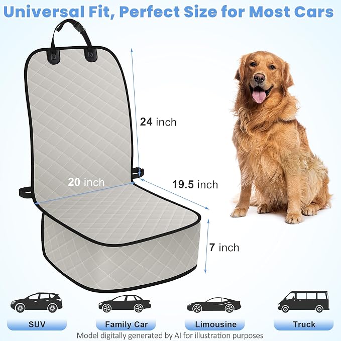 Pet Car Seat Protector — Front Seat — Beige