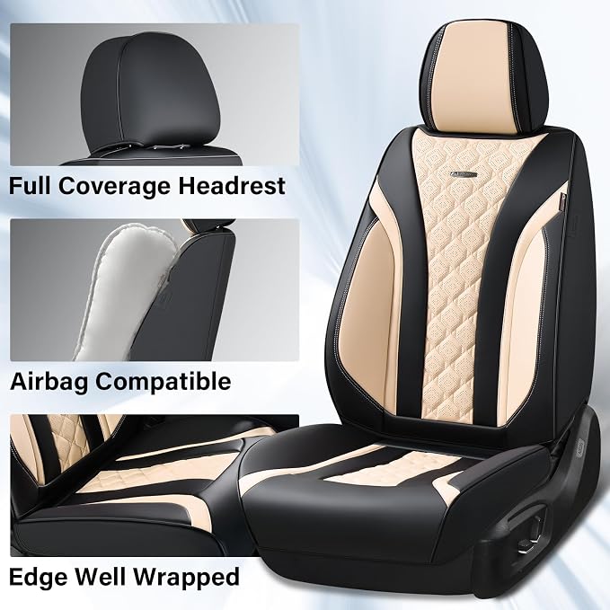 Universal Seat Covers — Front Seat — Black / Beige