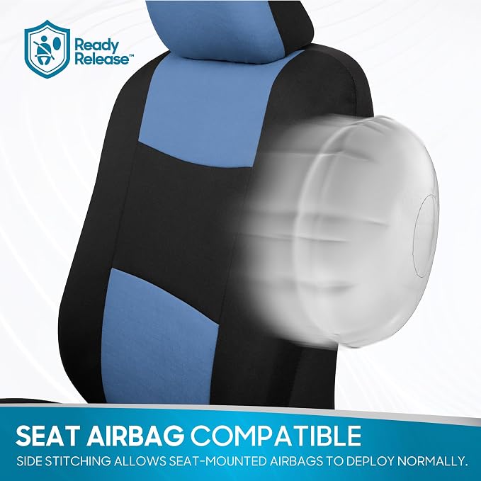 Car Seat Covers — Full Set — Blue / Gray / Black