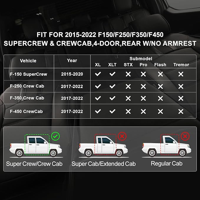 Seat Covers for Multiple Vehicles — Full Set — Black