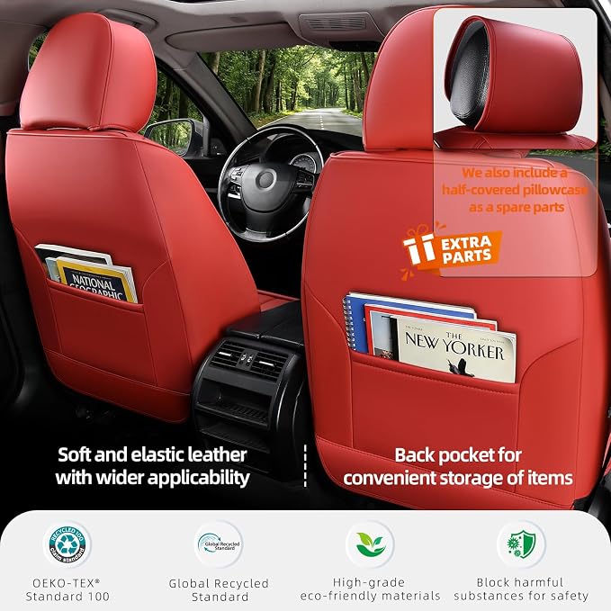Universal Seat Covers — Full Set — Red