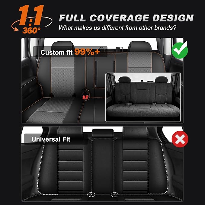 Faux Leather Seat Covers for Chevrolet Silverado / GMC Sierra — Full Set — Black / Gray