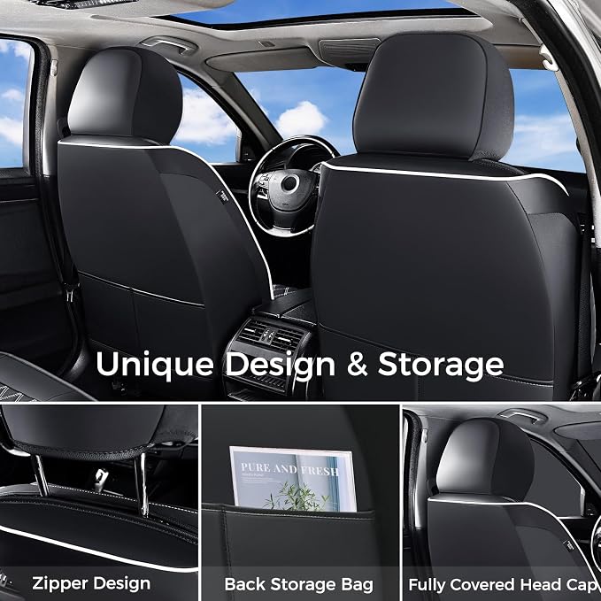 Universal Seat Covers — Full Set — Black / White
