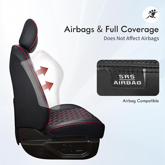 Seat Covers for Multiple Vehicles — Front Seat — Black / Red