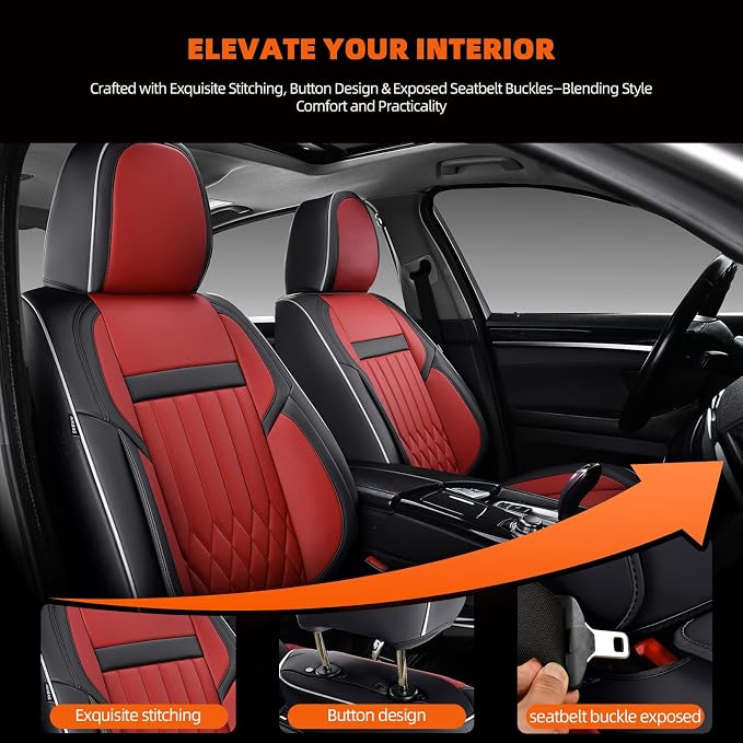 Universal Seat Covers — Full Set — Black / Red