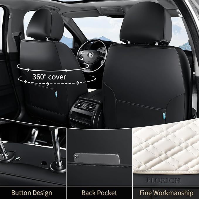 Universal Seat Covers — Full Set — White