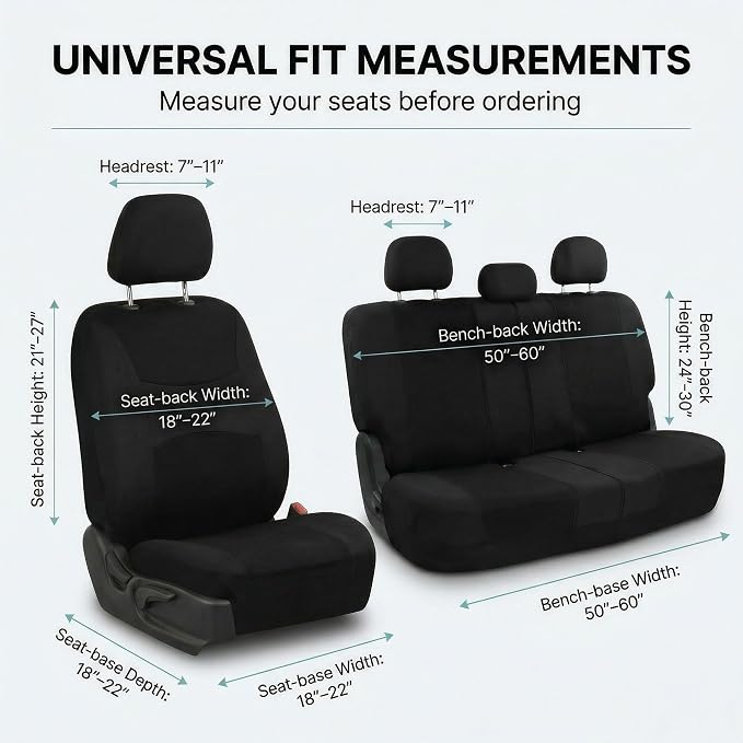 Universal Fabric Seat Covers — Black