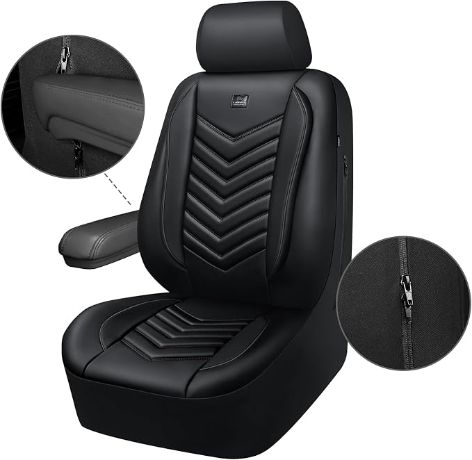 Universal Faux Leather Seat Covers — Front Seat — Black