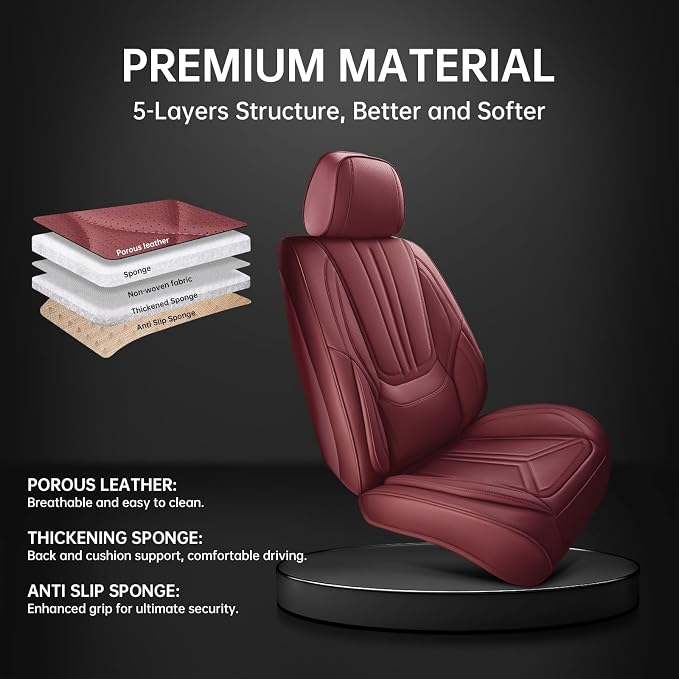 Universal Seat Covers — Full Set — Burgundy / Red