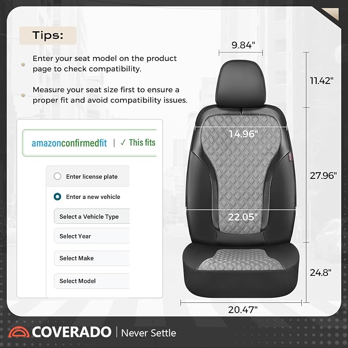 Universal Seat Covers — Full Set — Black / Gray
