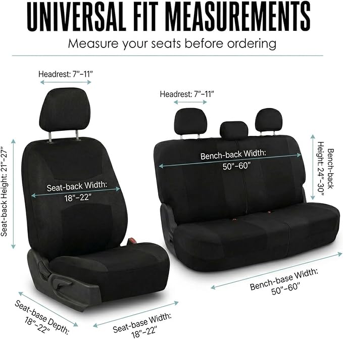 Universal Fabric Seat Covers — Full Set — Black