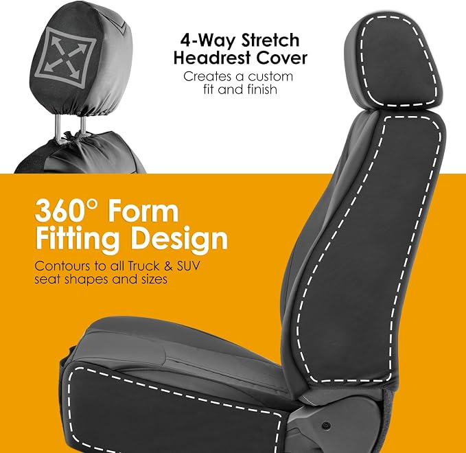 Faux Leather Car Seat Covers — Front Seat — Black