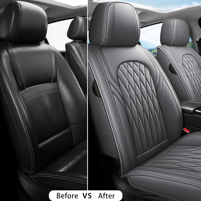 Universal Faux Leather Seat Covers — Full Set — Gray