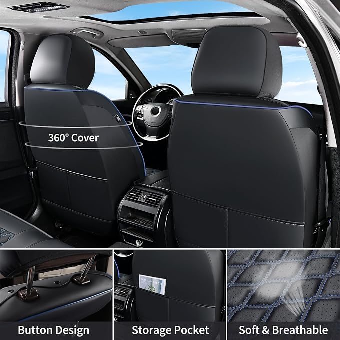 Seat Covers for Multiple Vehicles — Front Seat — Black / Blue