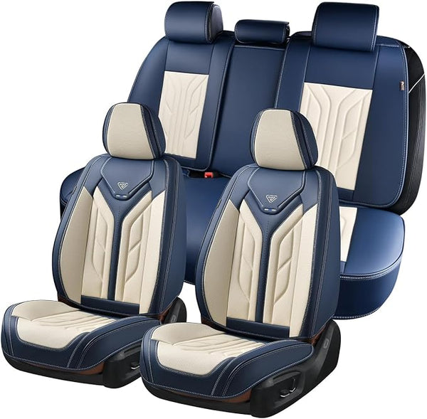 Universal Seat Covers — Full Set — Blue / Beige
