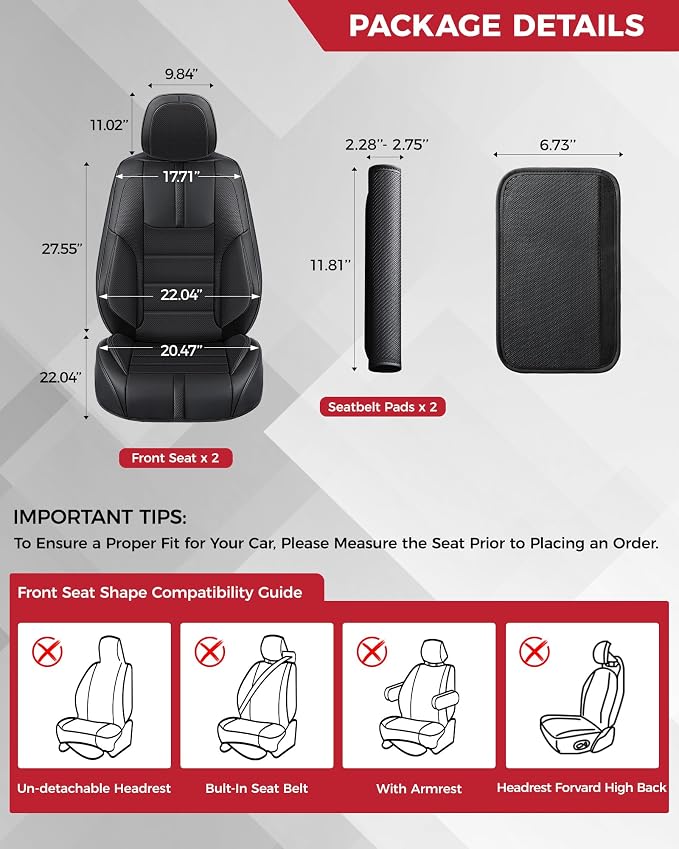 Universal Faux Leather Seat Covers — Front Seat