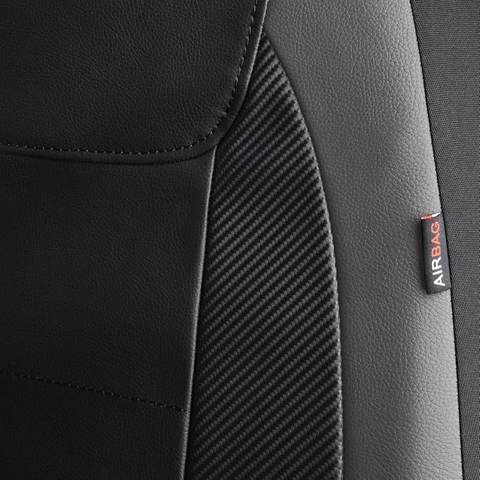 Faux Leather Car Seat Covers — Full Set — Gray / Black