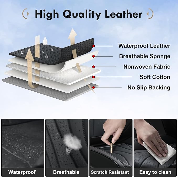 Universal Faux Leather Seat Covers — Full Set — Black
